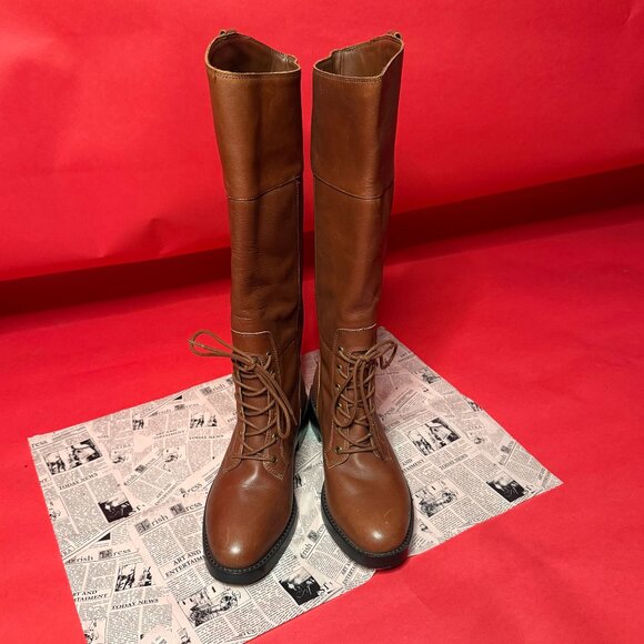 J.Crew Tall Leather Riding Boots – Classic Chestnut Brown – Size 7.5 – Like New - Picture 1 of 12